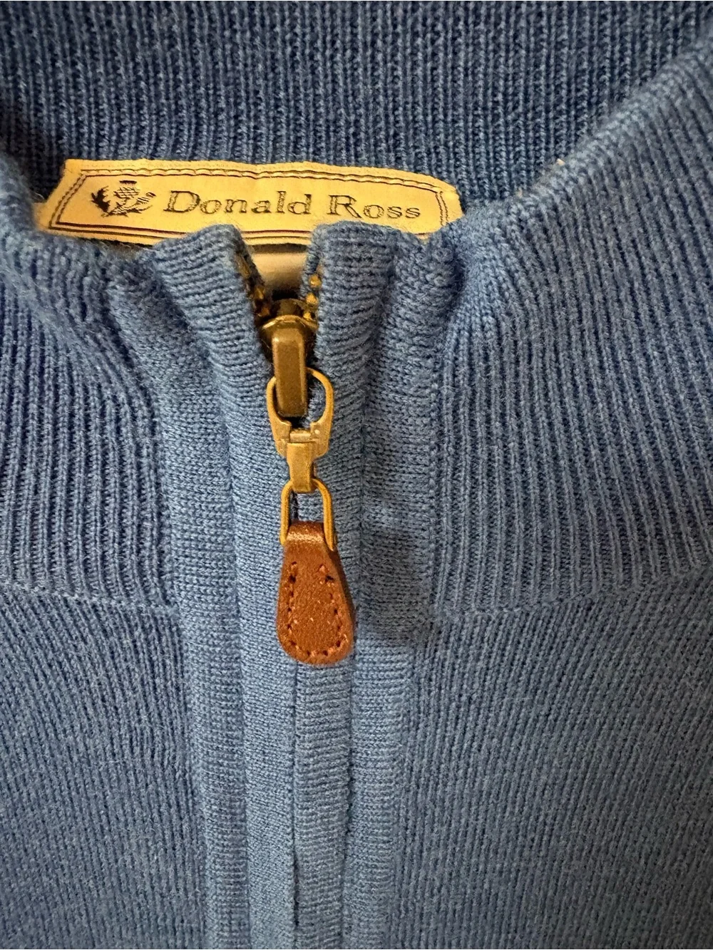 Donald Ross “Golf” Royal Blue Sleeveless Zip-Neck Sweater Vest Large